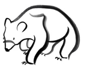 Brush painting of a bear, walking